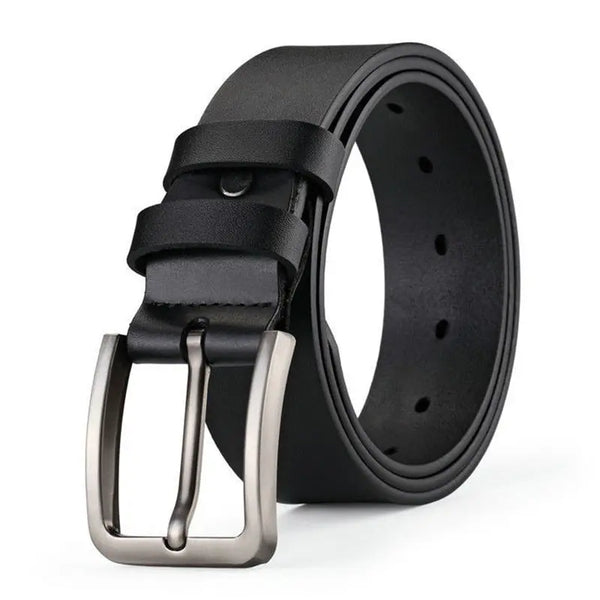 Men's PU Leather Business Belt with Alloy Square Pin Buckle for Jeans & Dress Pants