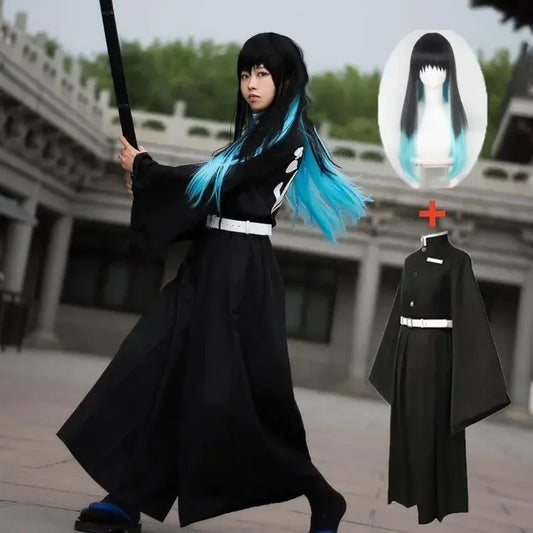 Disfraz de Cosplay y Peluca de Uniforme de Demon Slayer Kisatsutai – Traje de Anime para Fiesta de Halloween, Convención y Juego de Rol