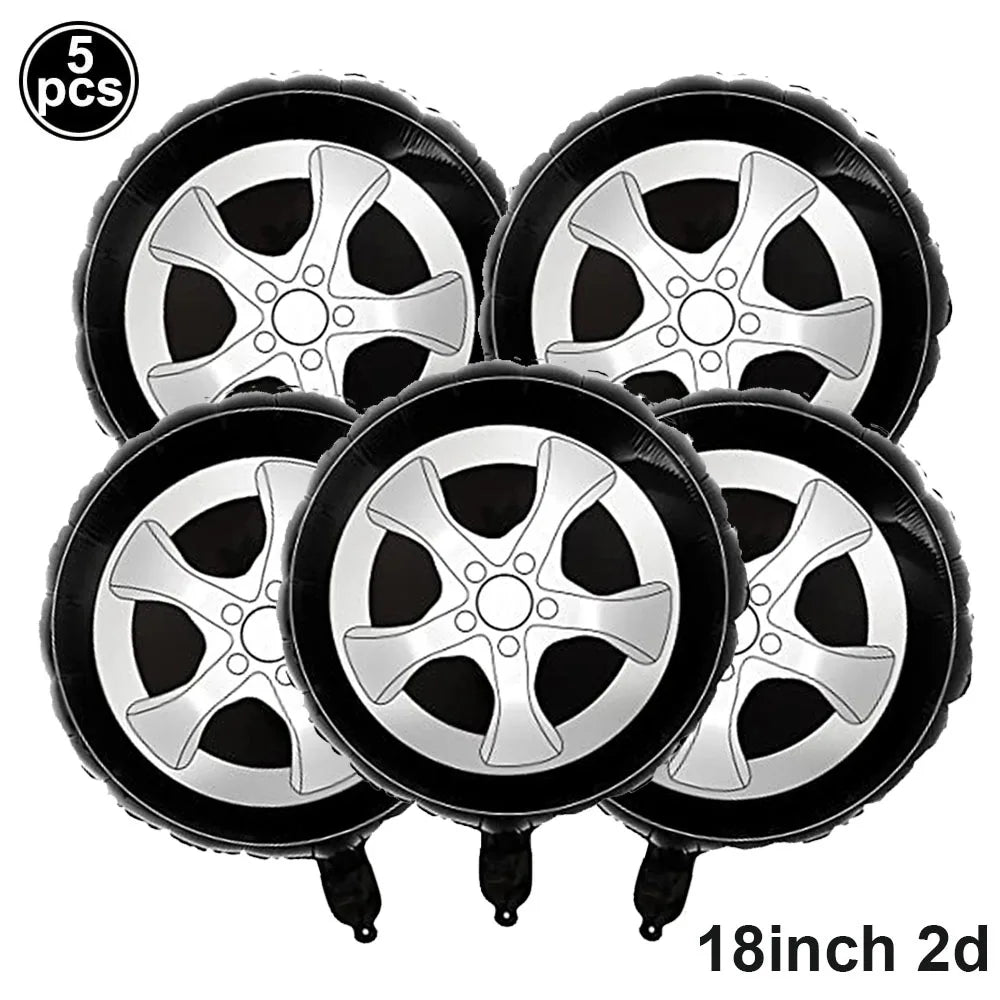 Racing Car Birthday Party Decorations – Race Car, Tire Wheel, Traffic Cone & Checkered Balloons for Kids' Racing-Themed Parties
