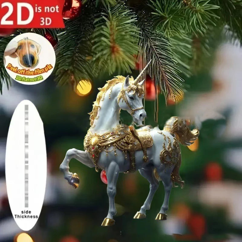 Cute Cat 2D Acrylic Christmas Pendant – Flat Hanging Ornament for Xmas Tree, Holiday Party & Festive Home Decor
