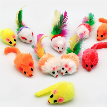 3/200PCS Rattle Cat Mouse Toys – Faux Fur Catnip Mice with Sound, Interactive Chew & Play Toys for Indoor Cats