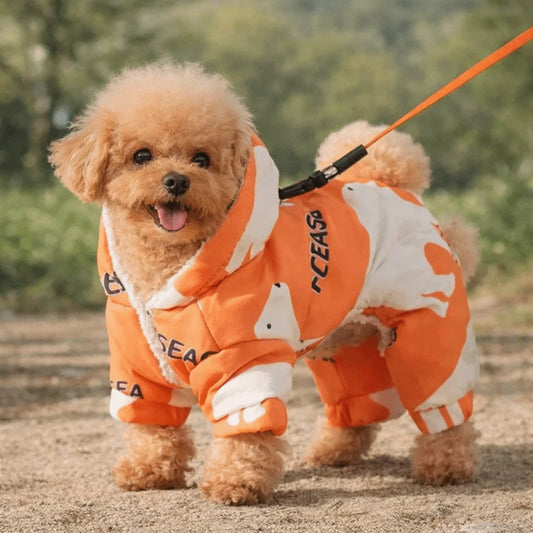 Cute Winter Dog Jumpsuit – Thick Fleece-Lined Waterproof Pet Coat, Warm Outdoor Clothing for Puppies & Small Dogs