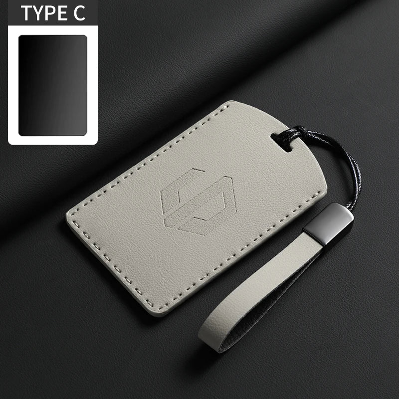 Funda protectora de cuero genuino para llave de coche LEAPMOTOR B01, C10, C11 y C16 – Kit prémium de protección de mando a distancia y tarjeta llave