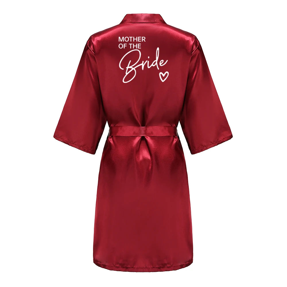 Bata de satén "Team Bride" – Kimono de pijama para fiesta de bodas con estampado de letras blancas | Regalo de despedida de soltera para mujer