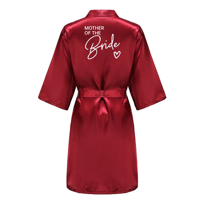 Bata de satén "Team Bride" – Kimono de pijama para fiesta de bodas con estampado de letras blancas | Regalo de despedida de soltera para mujer