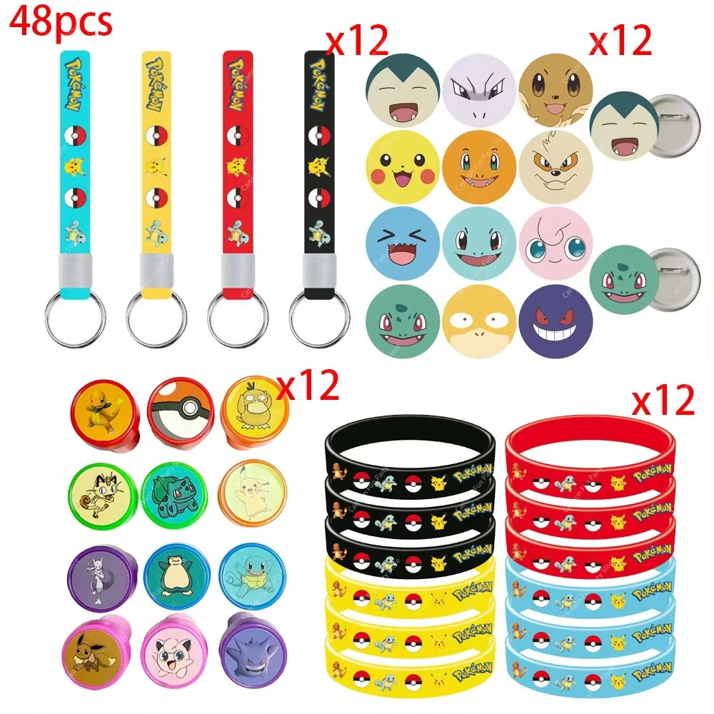 Pokémon Birthday Party Decorations Set – Balloons, Keychains, Napkins, Stickers, Tableware, Plates & Tablecloth Party Supplies & Favors