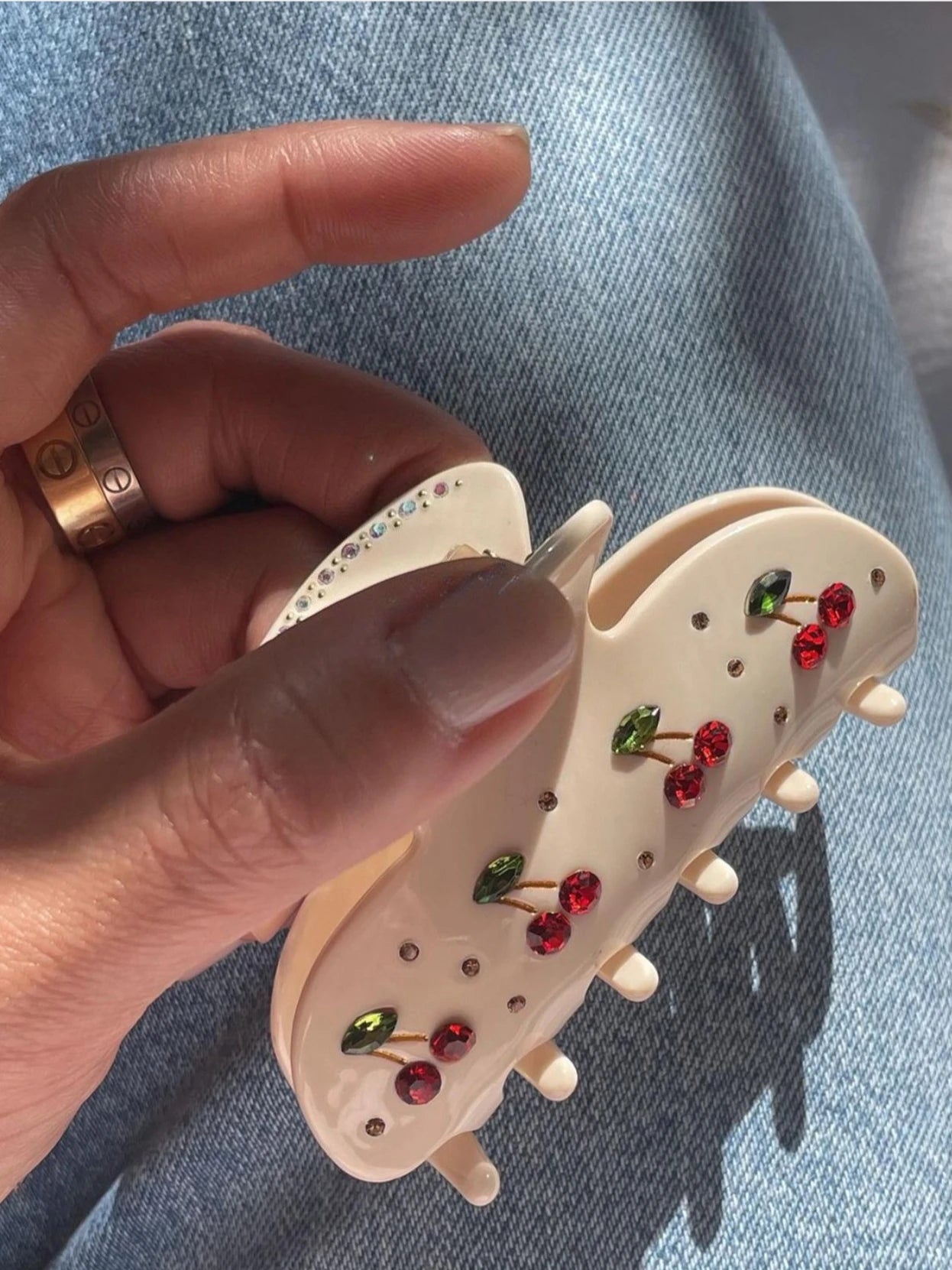 Pinzas para el pelo de cereza bonitas – Pinzas para el pelo de acetato con diamantes de imitación de frutas, flores y mariposas para mujeres y niñas | Accesorios para el pelo de moda Kawaii
