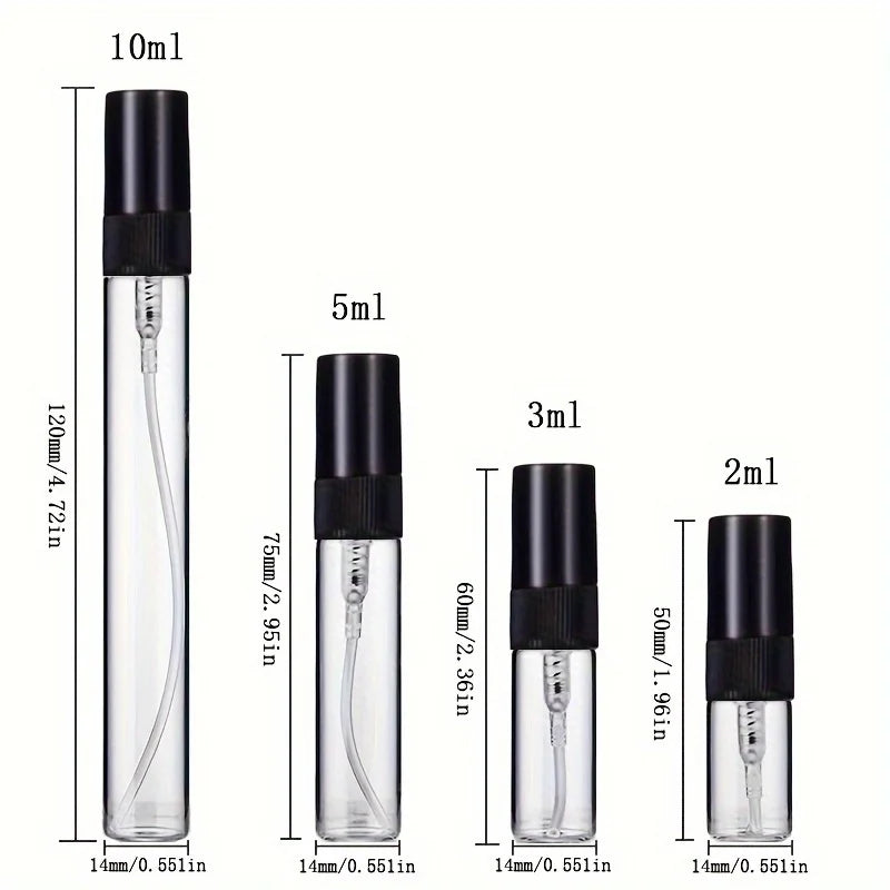 Set de 30 Botellas Pulverizadoras de Vidrio con Accesorios – Mini Botellas de Perfume Rellenables de 2/3/5/10ml con Embudo, Jeringa, Herramienta Cuentagotas y Popote para Fragancias, Aceites Esenciales y Cosméticos Caseros