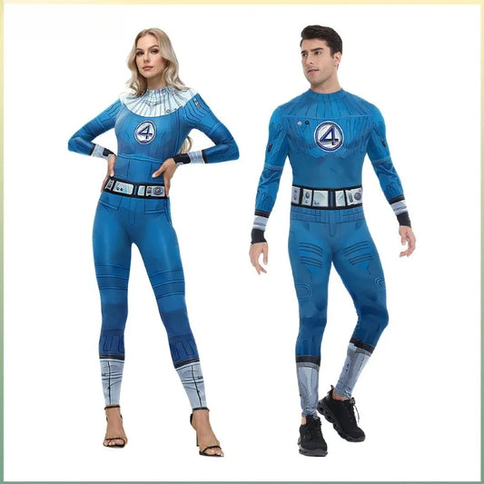 Disfraz de Zentai de los Cuatro Fantásticos – Mono de Susan / Reed Richards (Disfraz de Halloween)
