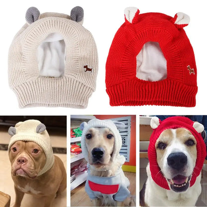 Quiet Dog Ear Muffs – Noise Protection & Warm Knitted Ear Covers for Medium & Large Dogs, Cozy Winter Anxiety Relief Hat