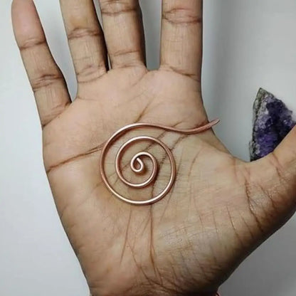Adjustable Copper Palm Ring – Handmade Spiral Finger Cuff Ring for Meditation, Energy Healing & Boho Fashion Jewelry Accessory