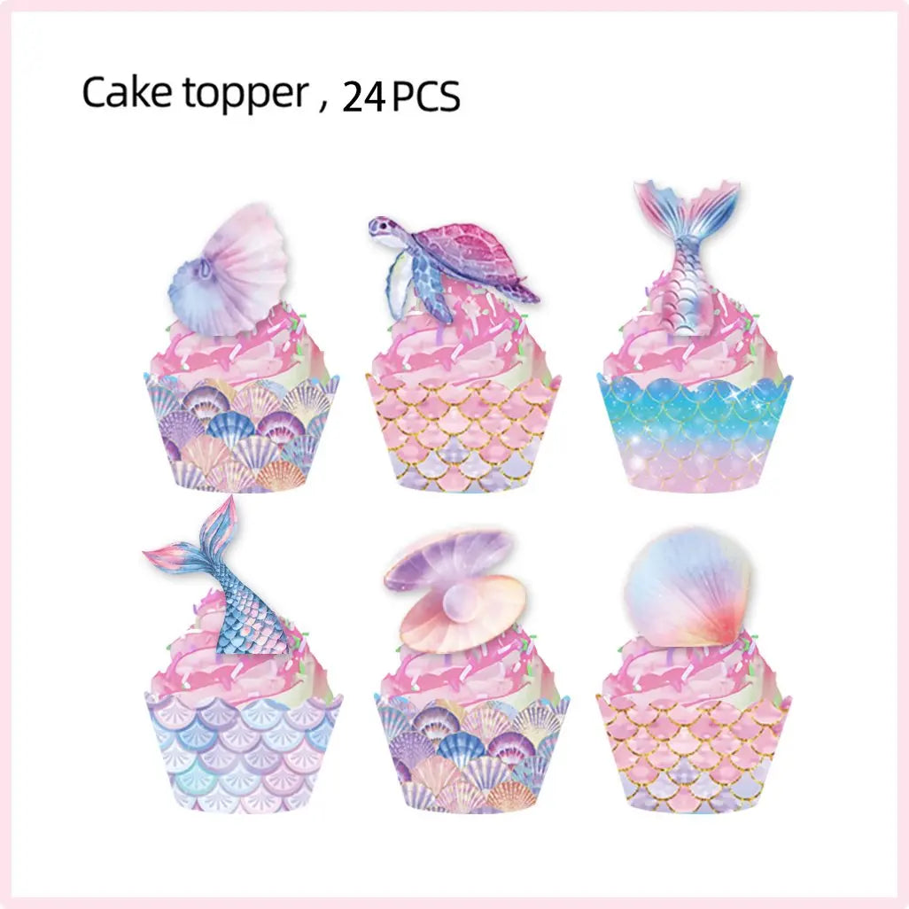 Mermaid Birthday Party Decorations Set – Balloons, Tableware, Tablecloth & Hanging Banner for Kids' Parties, Favors & Supplies Kit