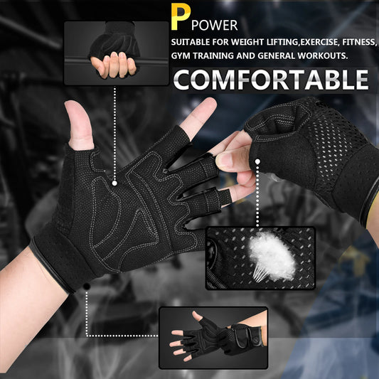 MOREOK Gym Gloves – Men's Non-Slip 3mm Padded Workout Gloves for Weightlifting, Pull-Ups, Kettlebell & Fitness Training