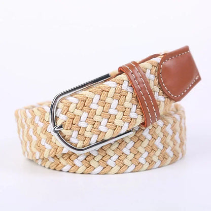 Ceinture élastique tressée unisexe en toile tissée, à boucle ardillon, pour jeans (107/120/130cm)