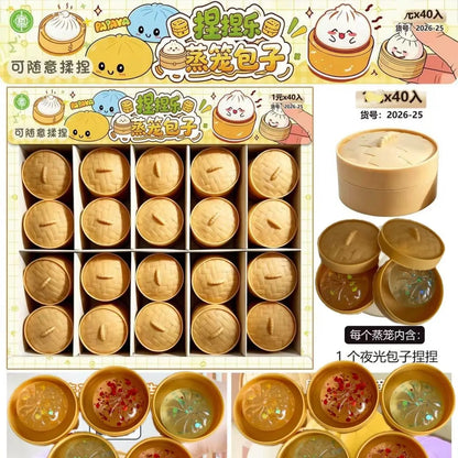 Crystal Bun Card Cute Mini Dumpling Squishy Toy – Slow Rebound Stress Relief Squeeze Toy, Fun Office Fidget Gift, Desk Decoration & Prank Toy