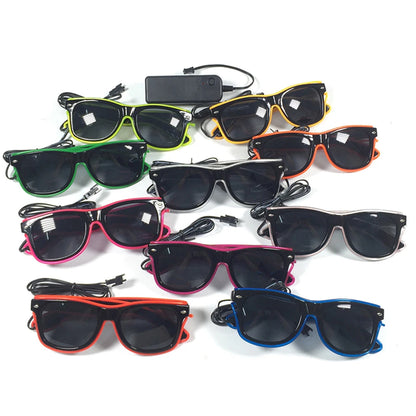LED EL Wire Light-Up Glasses – Flashing Neon Party Sunglasses for Festivals, Raves & Cosplay