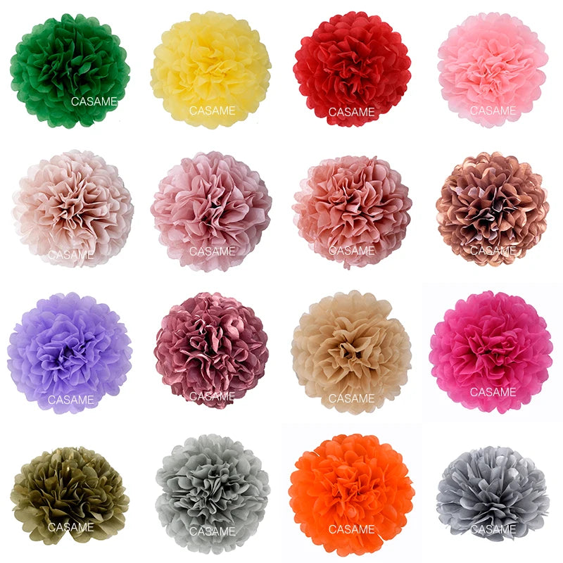 5PCS Tissue Paper Pom Poms – 4–12 Inch Paper Flower Balls for Weddings, Birthdays & Party Decorations