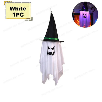 LED Flying Witch Hat Halloween Decorations – Hanging Ghost Lights & Glowing Wizard Lamp for Bar, Party, Dress-Up & Spooky Decor