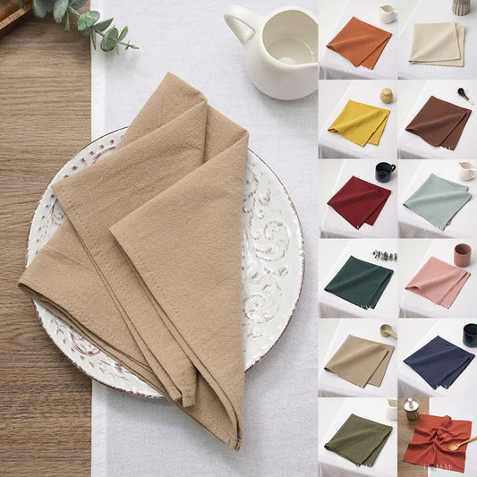 40×40CM Soft Cotton Cloth Napkins – Plain Vintage Table Napkins for Rustic Dinner, Thanksgiving, Wedding, Party & Home Decor