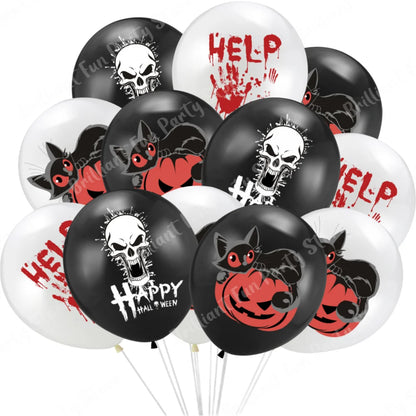 12-Inch Halloween Latex Balloons – Black, Orange, White & Pink Balloons for Halloween Parties, Holiday Events, Party Favors & Decorations