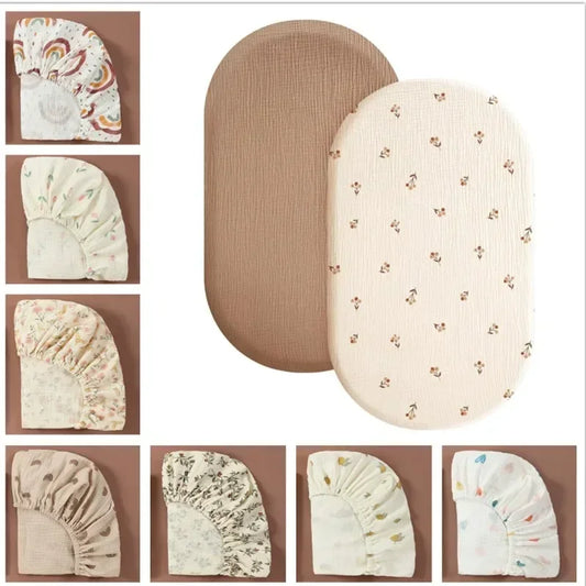 Sábana de cuna de algodón muselina suave y transpirable para bebé – Sábana ajustable universal para cunas de recién nacidos, moisés y camas infantiles
