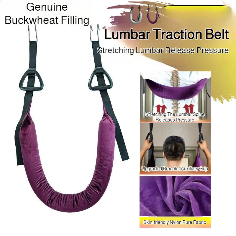 Cinturón de tracción lumbar – Cinturón de apoyo para estiramiento espinal doméstico para relajación de cintura, estiramiento de espalda y ejercicio de descompresión en barra horizontal