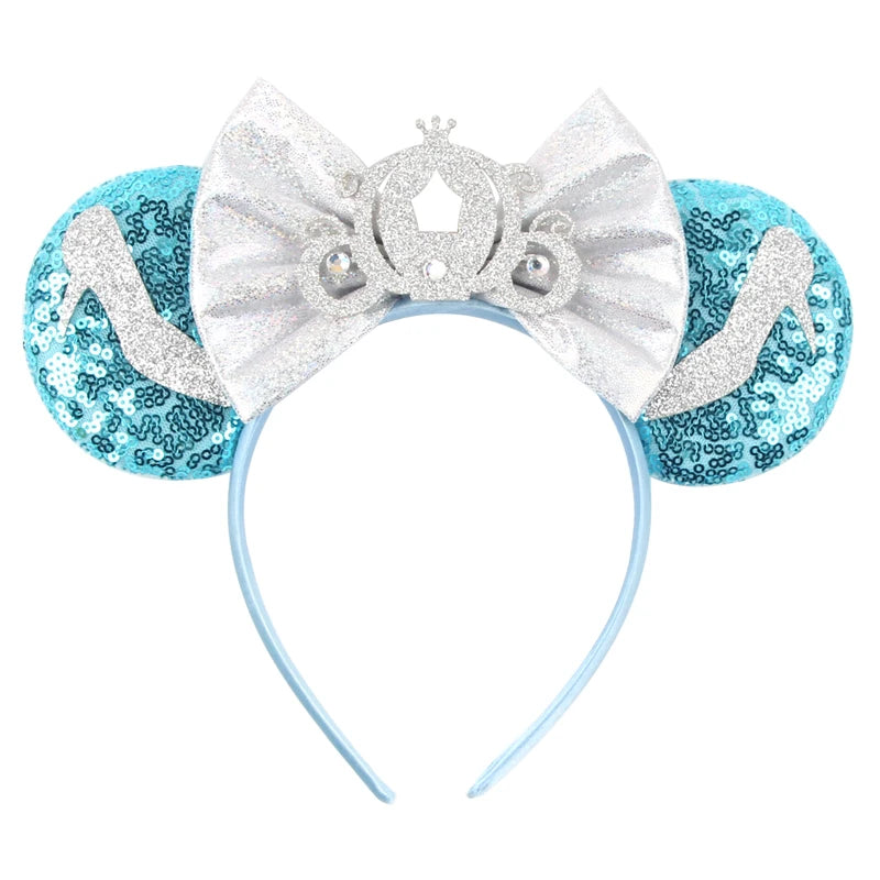 Diadema de orejas de Mickey Mouse de Lilo & Stitch – Lazo de lentejuelas de 5" Accesorio para el cabello de dibujos animados para mujeres y niñas | Diadema para fiestas y festivales