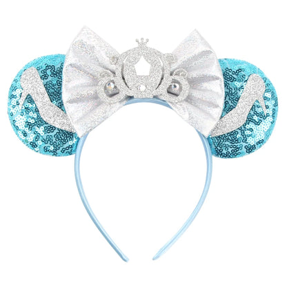 Diadema de orejas de Mickey Mouse de Lilo & Stitch – Lazo de lentejuelas de 5" Accesorio para el cabello de dibujos animados para mujeres y niñas | Diadema para fiestas y festivales