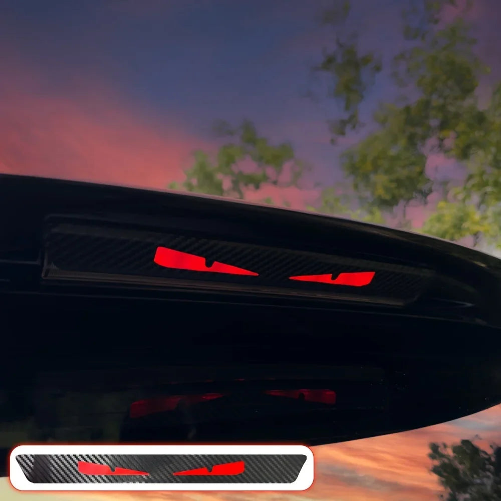 Pegatinas de Ojos de Monstruo para Faros Traseros – Calcomanías Transparentes Estilo Fibra de Carbono con Ojos de Diablo para Coches