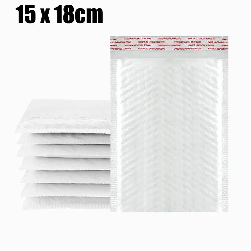 Sobres de burbujas blancos – Sobres de envío acolchados impermeables con autocierre, bolsas de embalaje de burbujas gruesas para envíos seguros (11/15/23 cm)