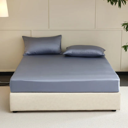 Luxury Mulberry Silk Fitted Sheet – Soft Elastic Mattress Cover for Single, Double, Queen & King Beds