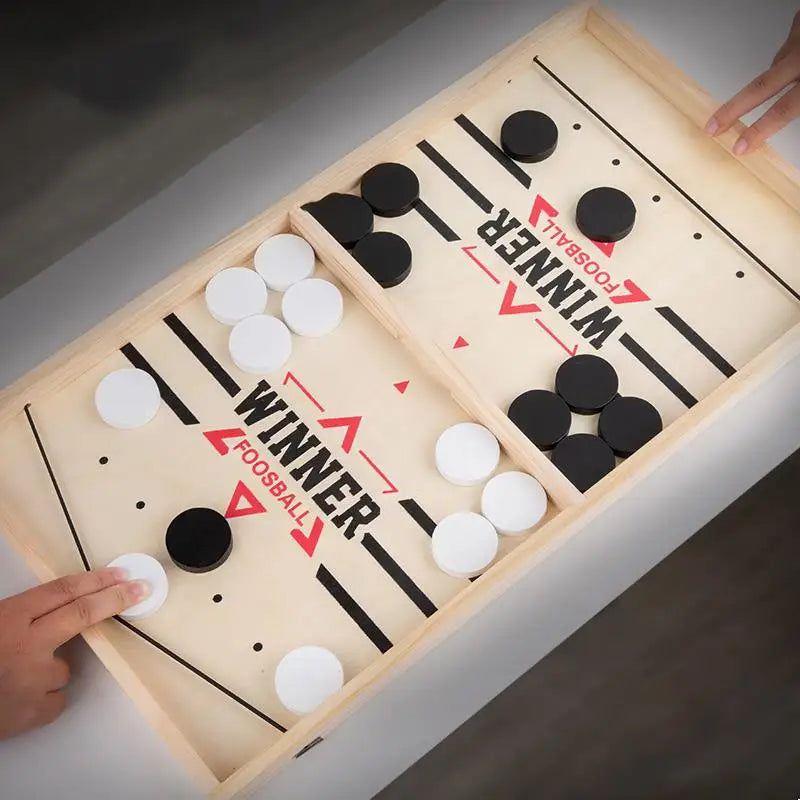 Table Hockey Sling Puck Board Game – Fast-Paced Desktop Battle Game for Family, Kids & Adults Party Fun