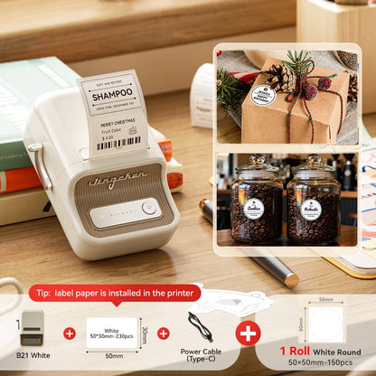 NiiMbot B21 Mini Thermal Label Printer – Wireless Bluetooth Barcode Label Maker with Portable Adhesive Printing for Office & Business
