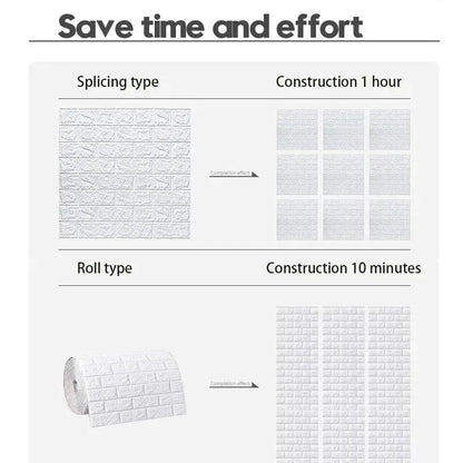 Papel tapiz de ladrillo de espuma 3D autoadhesivo – Paneles de pared impermeables despegables y pegables (70 × 1000 cm)