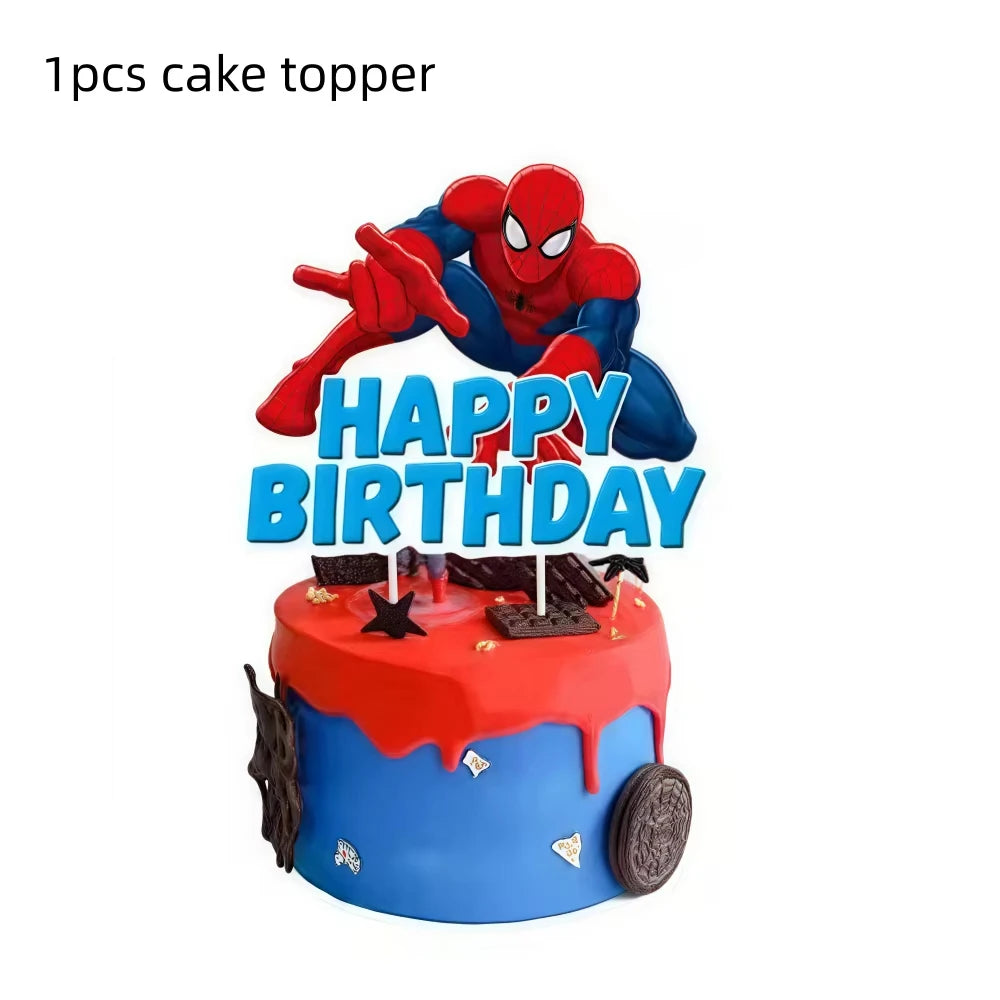 Spider Hero Birthday Party Supplies Set – Kids' Party Tableware Kit with Plates, Cups, Tablecloth, Backdrop, Balloons & Decorations