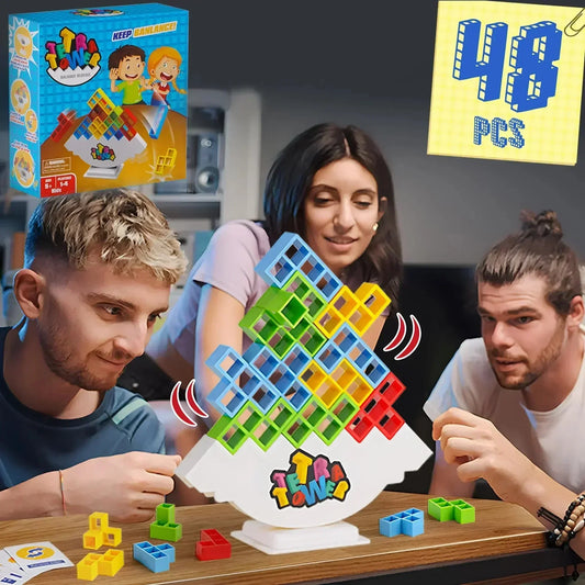 Juego de equilibrio y apilamiento Tetra Tower – Divertido juego de mesa de construcción de puzles para niños y adultos, desafío de apilamiento estratégico, actividad para noche de juegos en familia y regalo interactivo en equipo