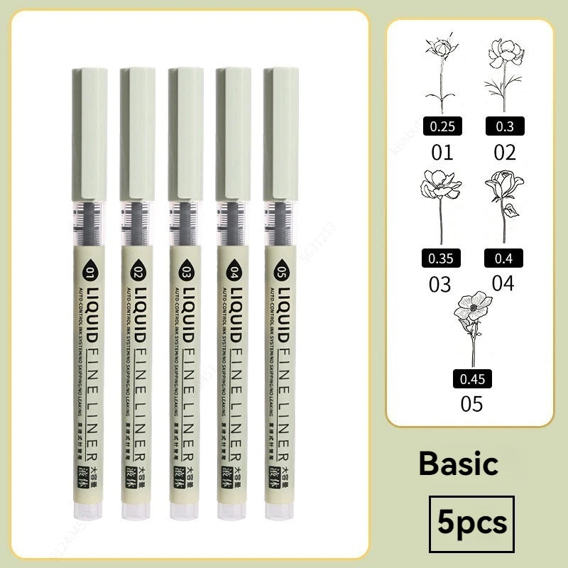 Set de marqueurs Manga – Stylos à croquis à pointe fine 5/8 pièces pour le dessin, l'illustration, la calligraphie et les fournitures scolaires