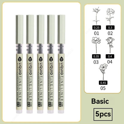 Set de marqueurs Manga – Stylos à croquis à pointe fine 5/8 pièces pour le dessin, l'illustration, la calligraphie et les fournitures scolaires