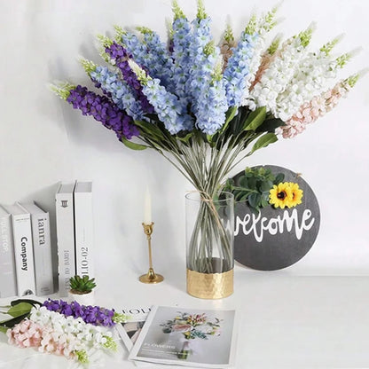 5 flores artificiales de jacinto – Tallos florales de imitación de ratán para decoración de sala de estar, celebraciones de boda, paredes de jardín, cajas de regalo y accesorios de bricolaje