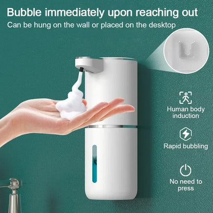 Dispensador automático de jabón sin contacto de 380 ml – Dispensador de jabón líquido y espuma recargable por USB con 4 niveles ajustables