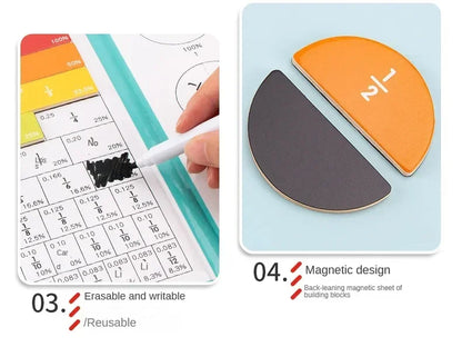 Livre d'apprentissage des fractions magnétiques Montessori – Jouet éducatif en bois pour enfants, compétences en arithmétique