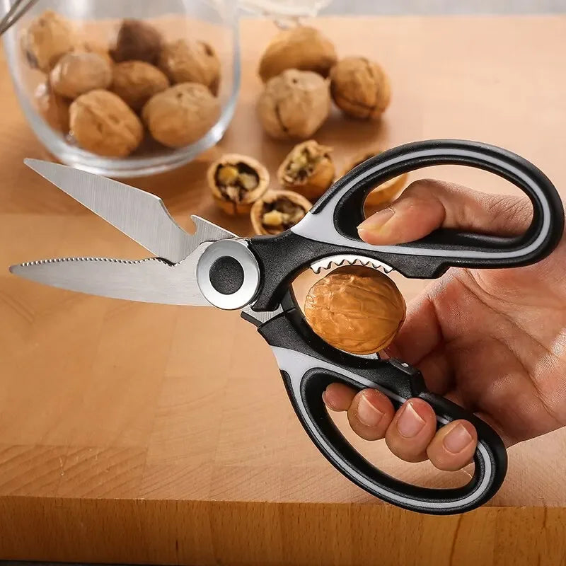Ciseaux de cuisine en acier inoxydable avec couvercle de protection – Ciseaux robustes pour volaille, poisson, légumes et ouvre-noix