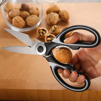 Ciseaux de cuisine en acier inoxydable avec couvercle de protection – Ciseaux robustes pour volaille, poisson, légumes et ouvre-noix