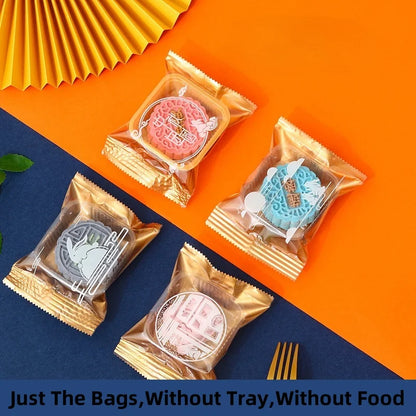 LBSISI Life 100 bolsas para galletas de luna – Bolsas de plástico transparentes para empaques de regalo caseros para festivales, galletas y crujientes de yema de huevo