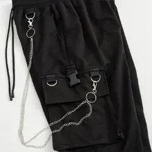 Pantalon Cargo Décontracté Noir pour Femmes Style Coréen Taille Haute Ample Hip Hop Jambe Droite Printemps Automne