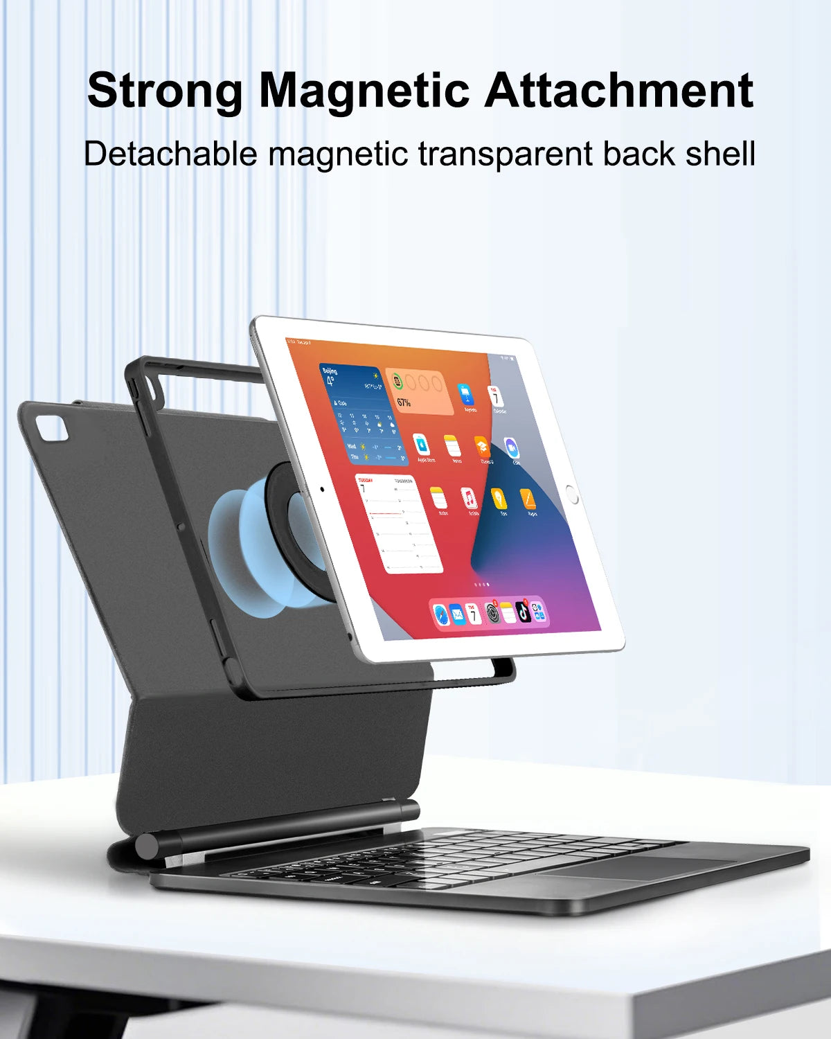 Funda Magic Keyboard para iPad 10.2 (9.ª/8.ª/7.ª generación), iPad Air 3 y iPad Pro 10.5 – Cubierta folio magnética con teclado retroiluminado y soporte flotante