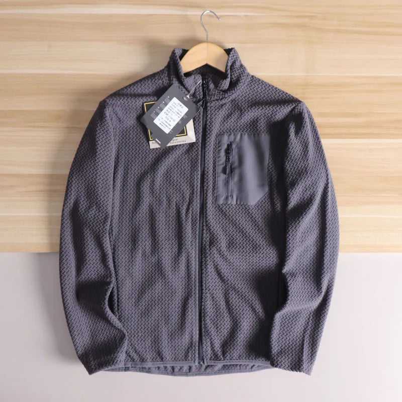 Men's Lightweight Fleece Jacket Quick-Dry Breathable Stand Collar Sports Coat Casual Outdoor Jacket for Spring and Everyday Wear