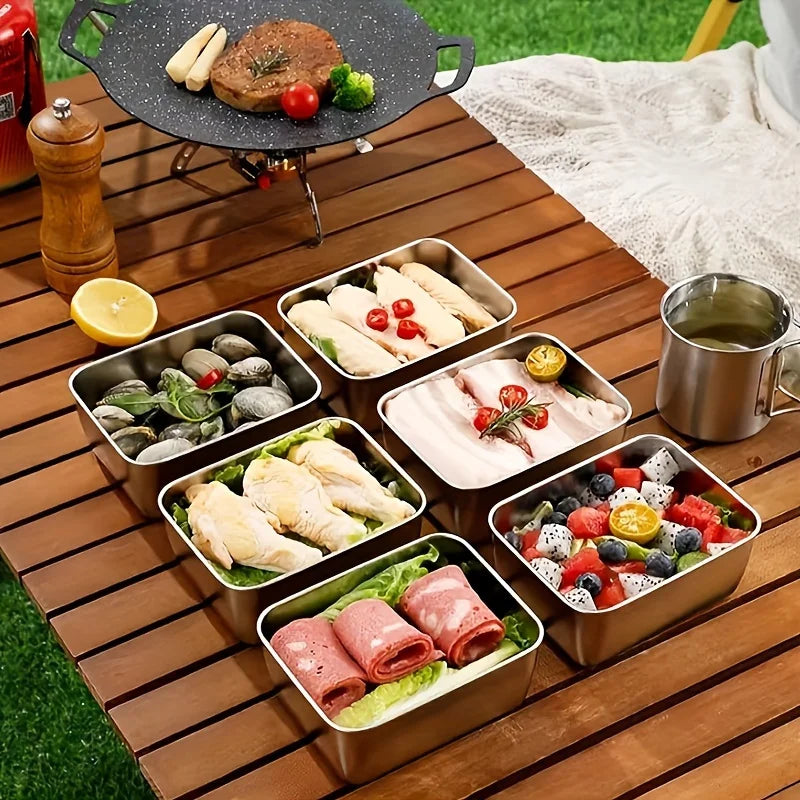 Juego de 5 recipientes de almacenamiento de alimentos de acero inoxidable – Fiambreras herméticas sin BPA para preparación de comidas, oficina y camping