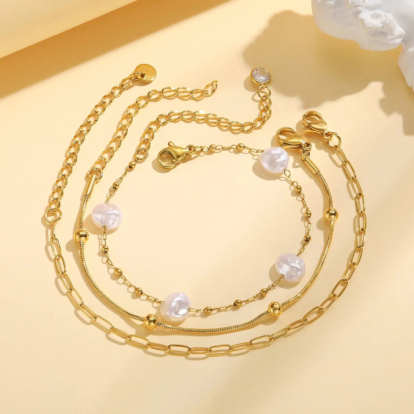 Waterproof Stainless Steel Chain Bracelet – Gold Plated Stackable Link Bracelet for Women | Trendy Fashion Jewelry Gift