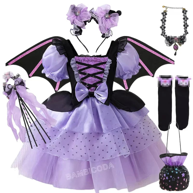 2026 Gothic Lolita Witch Costume Dress – Japanese-Inspired Ruffle Bow Princess Dress for Halloween, Christmas & Parties